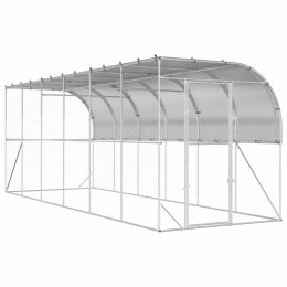VidaXL Kurnik przy ścianie srebrny 600 x 150 x 215 cm Stal ocynkowana