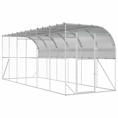 VidaXL Kurnik przy ścianie srebrny 600 x 150 x 215 cm Stal ocynkowana
