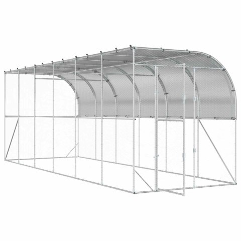 VidaXL Kurnik przy ścianie srebrny 600 x 150 x 215 cm Stal ocynkowana