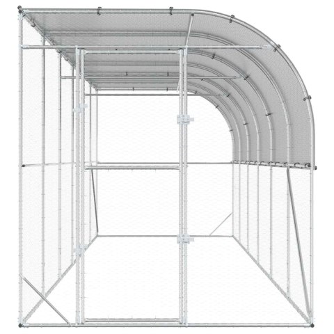 VidaXL Kurnik przy ścianie srebrny 600 x 150 x 215 cm Stal ocynkowana
