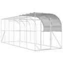 VidaXL Kurnik przy ścianie srebrny 600 x 200 x 215 cm Stal ocynkowana