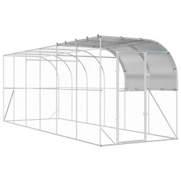 VidaXL Kurnik przy ścianie srebrny 600 x 200 x 215 cm Stal ocynkowana