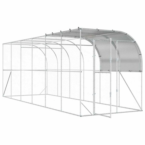VidaXL Kurnik przy ścianie srebrny 600 x 200 x 215 cm Stal ocynkowana