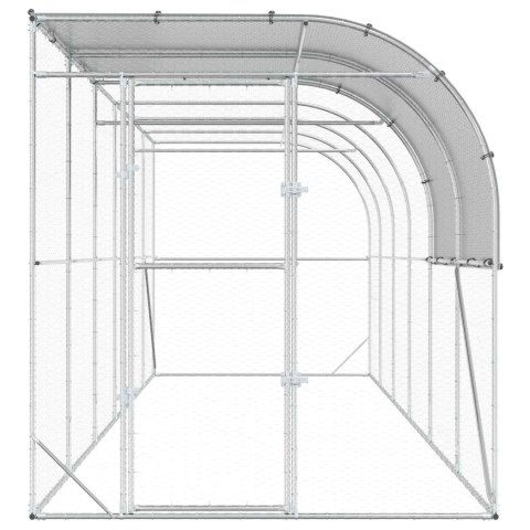 VidaXL Kurnik przy ścianie srebrny 600 x 200 x 215 cm Stal ocynkowana