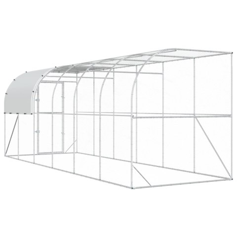 VidaXL Kurnik przy ścianie srebrny 600 x 200 x 215 cm Stal ocynkowana