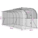 VidaXL Kurnik przy ścianie srebrny 600 x 200 x 215 cm Stal ocynkowana