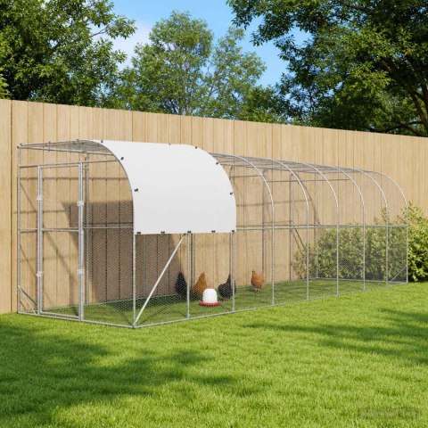 VidaXL Kurnik przy ścianie srebrny 800 x 200 x 215 cm Stal ocynkowana