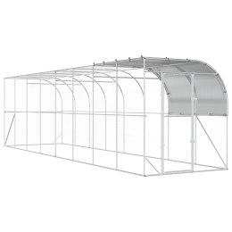VidaXL Kurnik przy ścianie srebrny 800 x 200 x 215 cm Stal ocynkowana