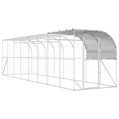 VidaXL Kurnik przy ścianie srebrny 800 x 200 x 215 cm Stal ocynkowana