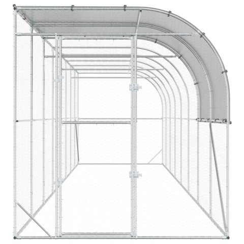 VidaXL Kurnik przy ścianie srebrny 800 x 200 x 215 cm Stal ocynkowana