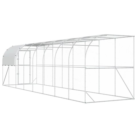 VidaXL Kurnik przy ścianie srebrny 800 x 200 x 215 cm Stal ocynkowana