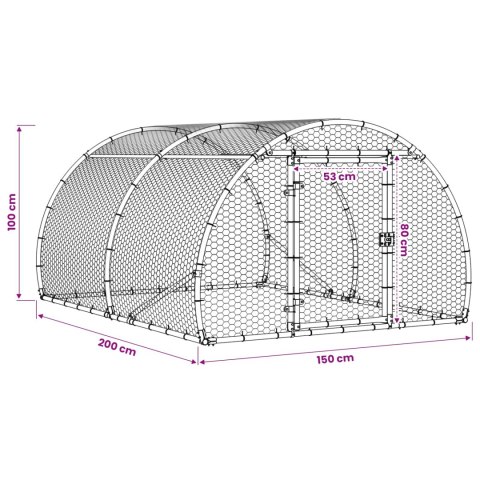 VidaXL Kurnik srebrny 200 x 150 x 100 cm Stal ocynkowana