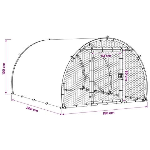 VidaXL Kurnik srebrny 200 x 150 x 100 cm Stal ocynkowana