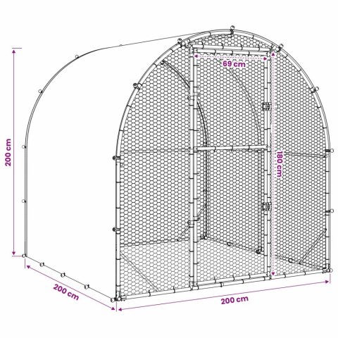 VidaXL Kurnik srebrny 200 x 200 x 200 cm Stal ocynkowana