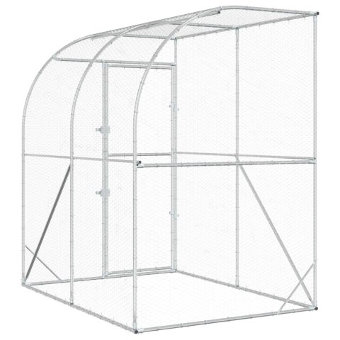 VidaXL Kurnik srebrny 200 x 200 x 215 cm Stal ocynkowana