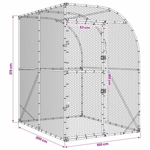 VidaXL Kurnik srebrny 200 x 200 x 215 cm Stal ocynkowana