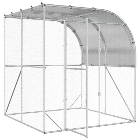 VidaXL Kurnik srebrny 200 x 200 x 215 cm Stal ocynkowana