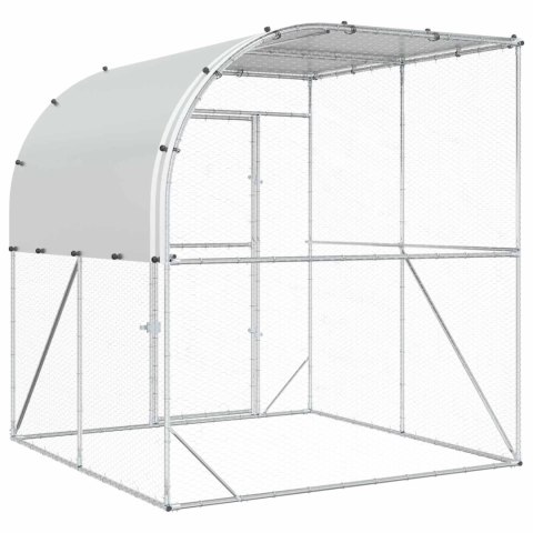 VidaXL Kurnik srebrny 200 x 200 x 215 cm Stal ocynkowana