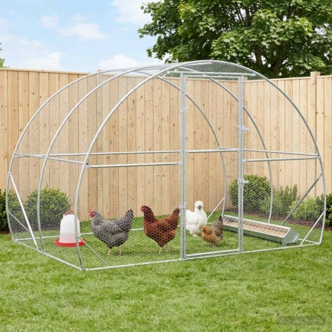 VidaXL Kurnik srebrny 200 x 300 x 200 cm Stal ocynkowana