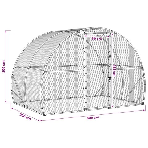 VidaXL Kurnik srebrny 200 x 300 x 200 cm Stal ocynkowana
