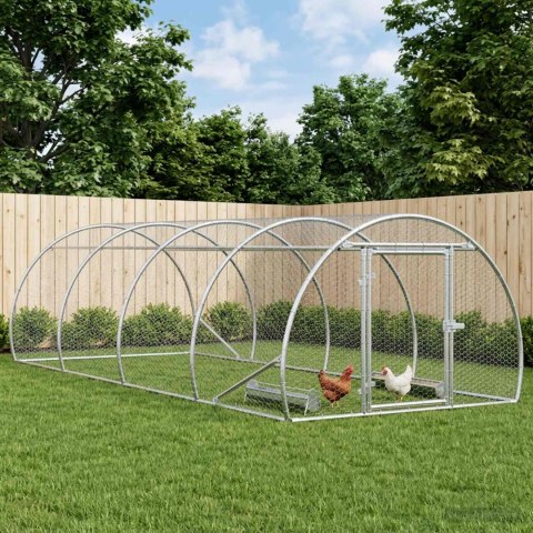 VidaXL Kurnik srebrny 400 x 150 x 100 cm Stal ocynkowana