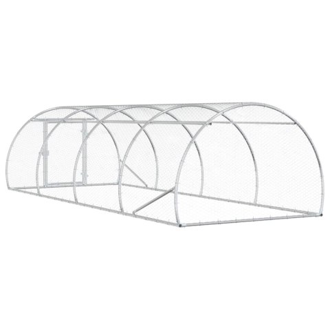 VidaXL Kurnik srebrny 400 x 150 x 100 cm Stal ocynkowana