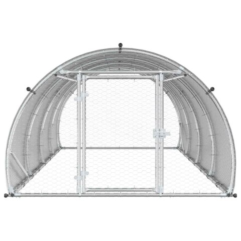 VidaXL Kurnik srebrny 400 x 150 x 100 cm Stal ocynkowana