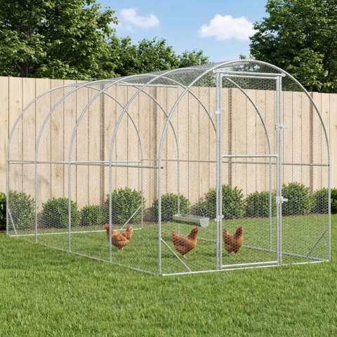 VidaXL Kurnik srebrny 400 x 200 x 200 cm Stal ocynkowana
