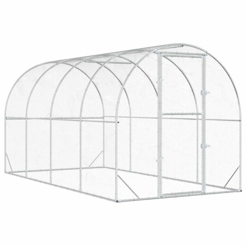 VidaXL Kurnik srebrny 400 x 200 x 200 cm Stal ocynkowana