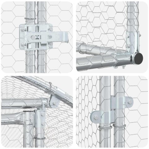 VidaXL Kurnik srebrny 400 x 200 x 200 cm Stal ocynkowana