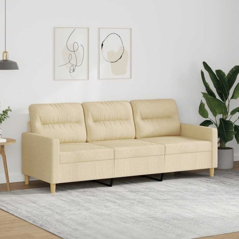 VidaXL 3-osobowa sofa, kremowa, 180 cm, tapicerowana tkaniną