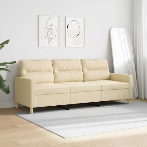 VidaXL 3-osobowa sofa, kremowa, 180 cm, tapicerowana tkaniną