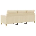 VidaXL 3-osobowa sofa, kremowa, 180 cm, tapicerowana tkaniną