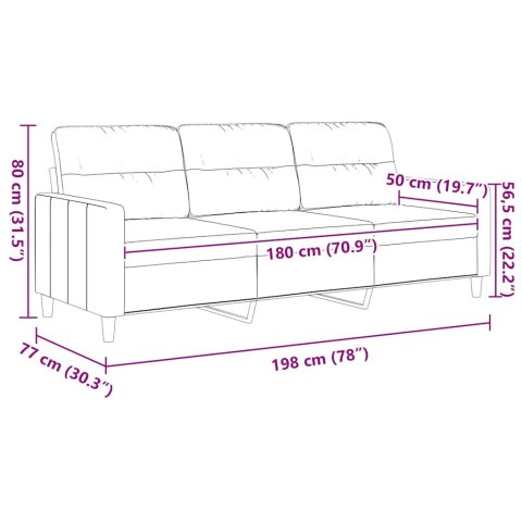 VidaXL 3-osobowa sofa, kremowa, 180 cm, tapicerowana tkaniną