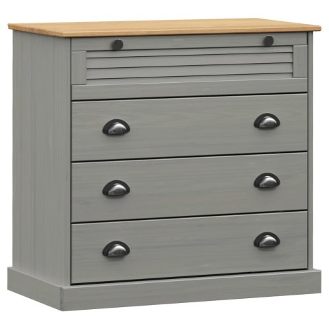 VidaXL Komoda VIGO, szara, 80x40x76 cm, lite drewno sosnowe