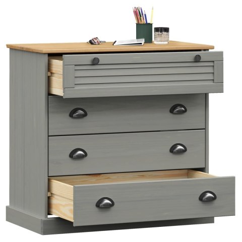 VidaXL Komoda VIGO, szara, 80x40x76 cm, lite drewno sosnowe