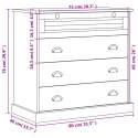 VidaXL Komoda VIGO, szara, 80x40x76 cm, lite drewno sosnowe