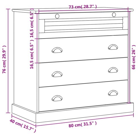 VidaXL Komoda VIGO, szara, 80x40x76 cm, lite drewno sosnowe