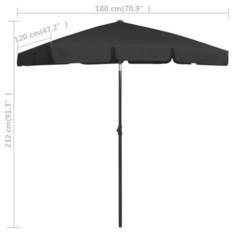 PARASOL PLAŻOWY, CZARNY, 180X120 CM