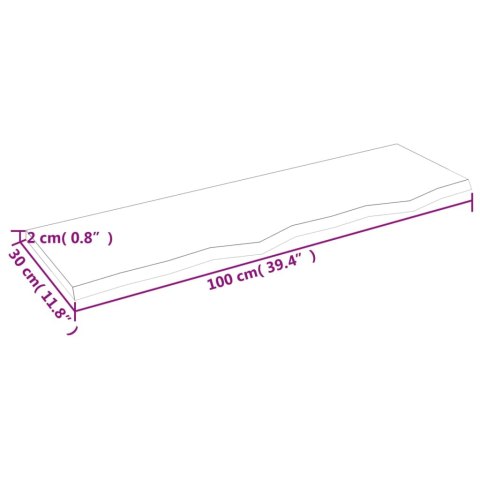 VidaXL Blat do łazienki, 100x30x2 cm, surowe lite drewno