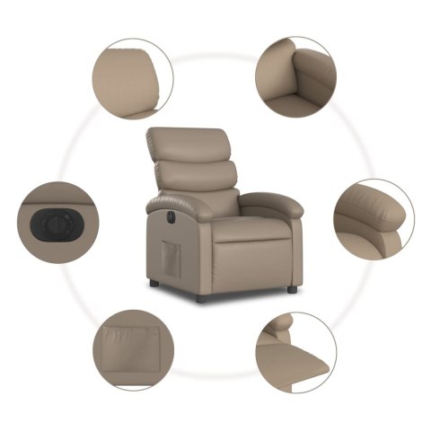 VidaXL Elektryczny fotel rozkładany, cappuccino, obity sztuczną skórą