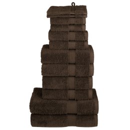 VidaXL 12-cz. zestaw ręczników premium SOLUND, brązowy, 600 g/cm²