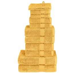 VidaXL 12-częściowy zestaw ręczników premium SOLUND, złoty, 600 g/cm²