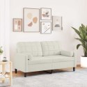 VidaXL 2-osobowa sofa z poduszkami, kremowa, 140 cm, aksamit
