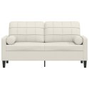 VidaXL 2-osobowa sofa z poduszkami, kremowa, 140 cm, aksamit