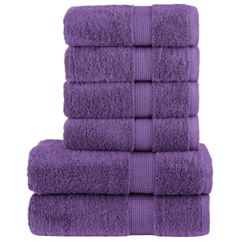 VidaXL 6-cz. zestaw ręczników premium SOLUND, fioletowy, 600 g/cm²
