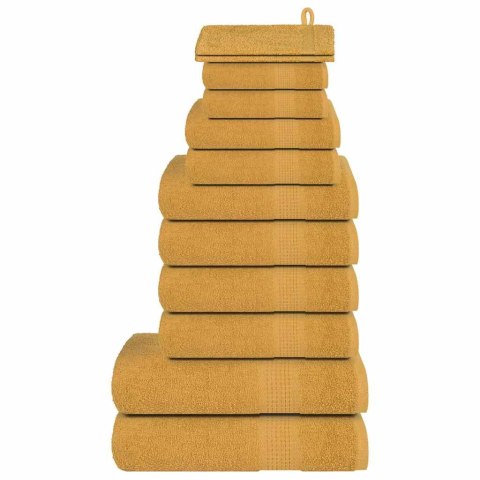 VidaXL 12-cz. zestaw ręczników, FROGN, złoty, 360 g/m²
