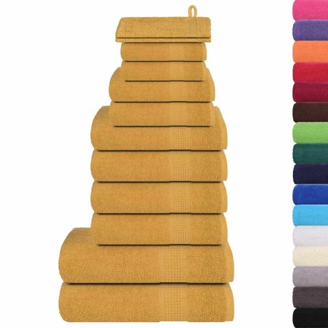 VidaXL 12-cz. zestaw ręczników, FROGN, złoty, 360 g/m²