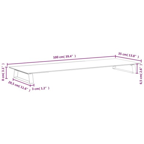 PODSTAWKA POD MONITOR, BIAŁA, 100X35X8 CM, SZKŁO I METAL
