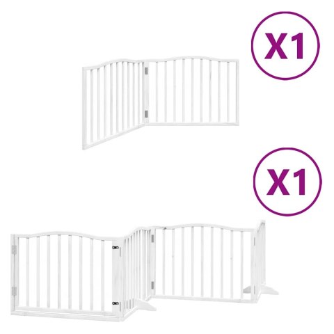 VidaXL Składana bramka dla psa, z drzwiami, 6 paneli, biała, 480 cm